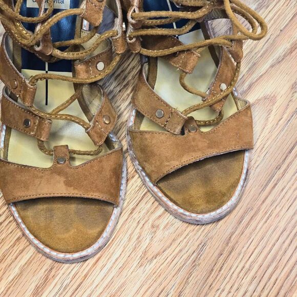 Dolce Vita Lyndon Sandals Women’s Size 6.5 Brown Suede Lace-Up Block Heel Boho - Picture 10 of 13